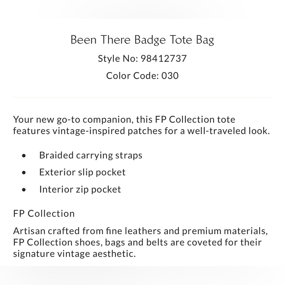 Free People Been there Badge Tote Bag NEW - Picture 6 of 7